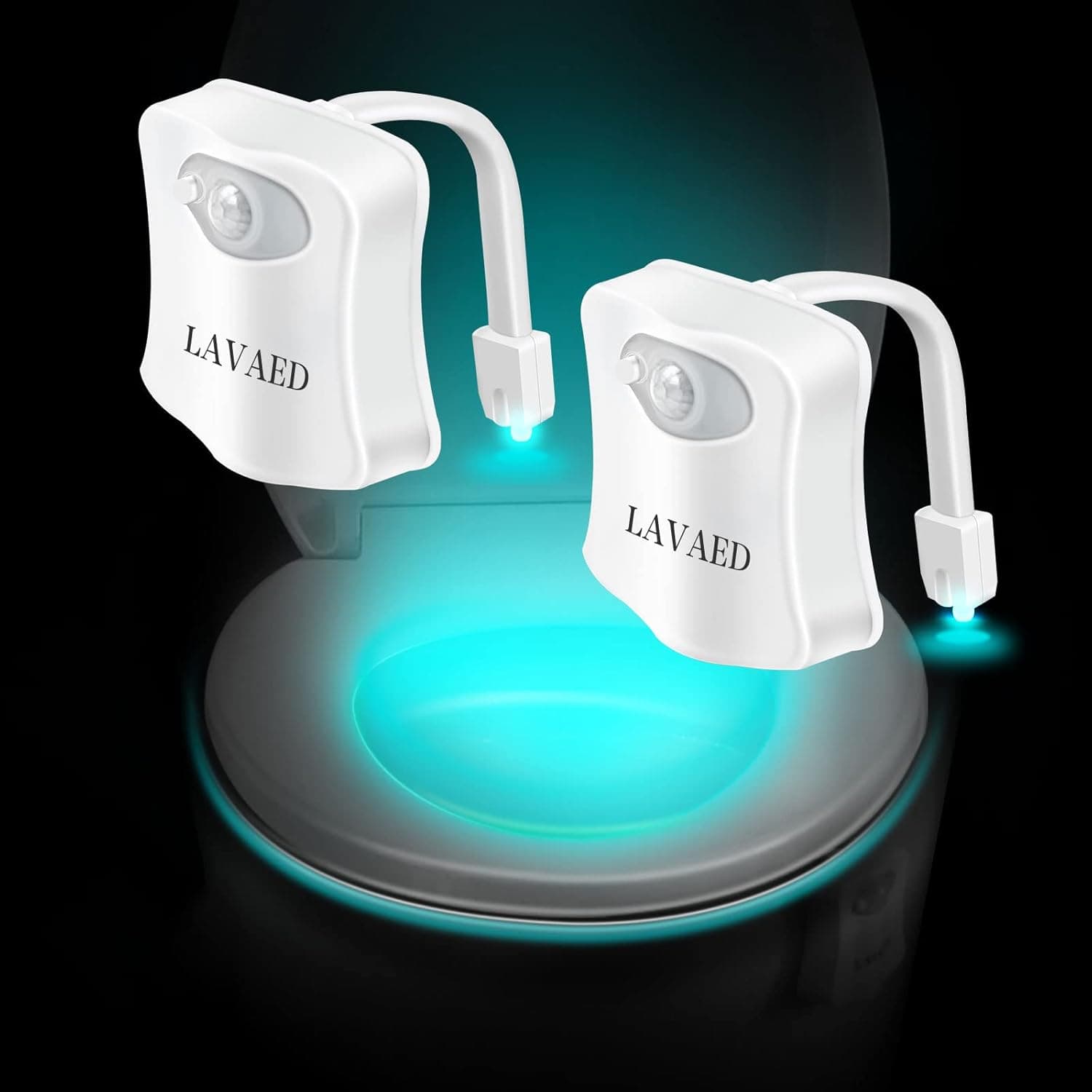 LAVAED Toilet Night Lights 32 Color Changing, Motion Sensor Activated LED Nightlight Toilet Bowl Illuminate Light Bathroom Decor,Gadgets,Fun Gifts Ideas (2Pack)