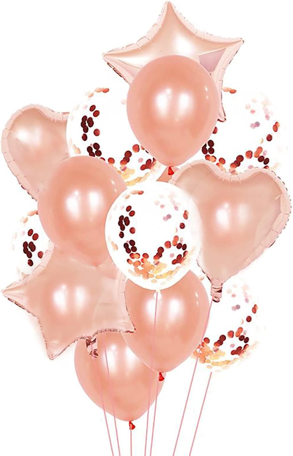 Falliny Rose Gold Happy Birthday Balloons, Party Decoration Happy Birthday Banner with Confetti Latex Balloons for Women Girl Birthday Party