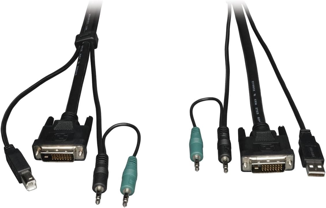 TRIPP LITE 15-Feet Cable Kit for B002-DUA2/B002-DUA4 Secure KVM Switches 15' (P759-015),Black