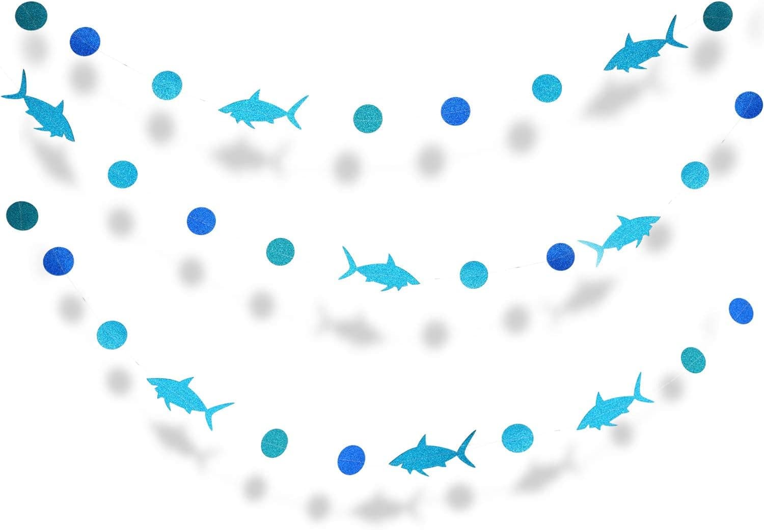 6 Packs Glitter Shark Banner Shark Nursery Garland Shark Theme Birthday Banner for Baby Shower Party Supplies