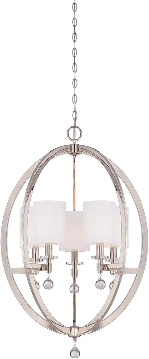 Metropolitan N6842-613 Chadbourne Chandelier, 5-Light 300 Total Watts, Polished Nickel