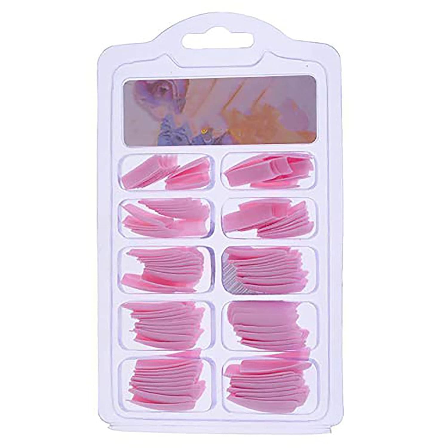 Baost 100Pcs DIY Artificial Acrylic Nails UV Gel French Fake Nail Tips Colored Nail Tips Flat Ending Half Cover False Nail For Nail Salons or DIY Nail Art At Home Pink