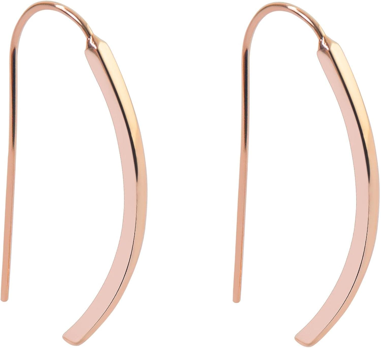 CISHOP U Bar Dangle Earrings Sterling Silver Rosegold-Plated Threader Stick Hook Earrings