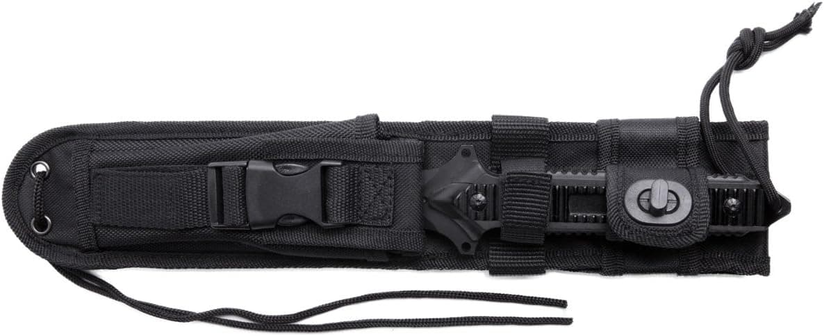 UZI UZK-FXB-004 Stealth Commander II Fixed Knife with Partially Serrated Stainless Steel Blade and Aluminum Handle, Black