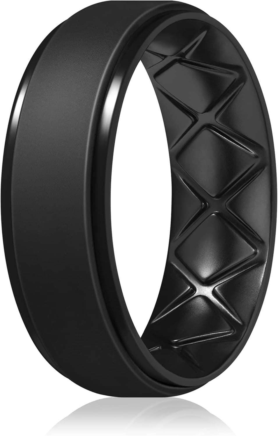 Egnaro Inner Arc Ergonomic Breathable Design, Silicone Rings Mens with Half Sizes, 7 Rings / 4 Rings / 1 Ring Rubber Wedding Bands, 8.5mm Wide-2mm Thick