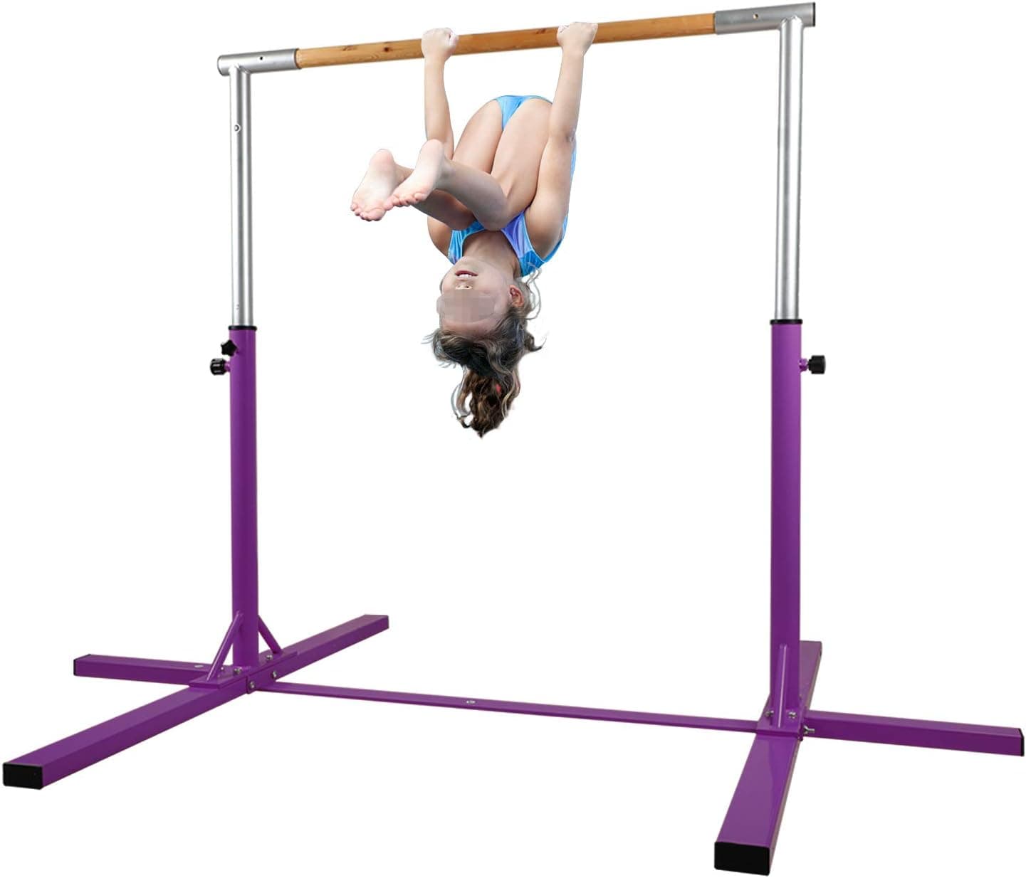 wonline Horizontal Gymnastics Bar Junior Training Bar Height Adjustable 3' to 5' Gym Kip Balance Bar Fitness Equipment for Kids Gymnasts