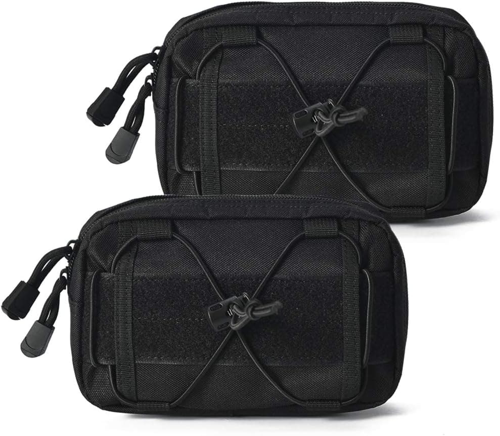 2 Pack MOLLE Pouches - Tactical Compact Bag Water-Resistant Utility Gadget Gear Waist Bags EDC Pouches (2-Black)