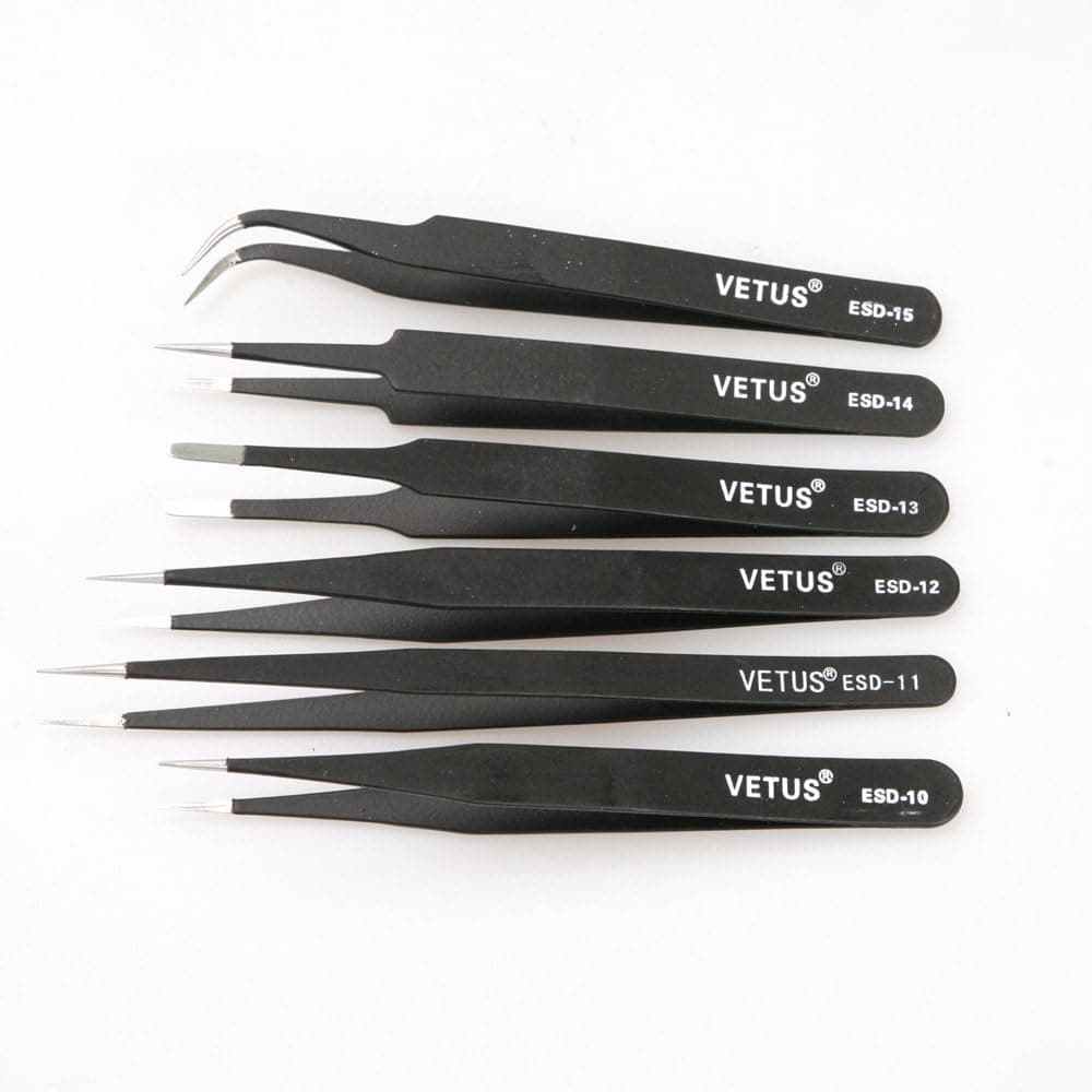 Toolmall Anti-static Tweezer Maintenance Tool ESD 10B 11B 12B 13B 14B 15B 6PCS