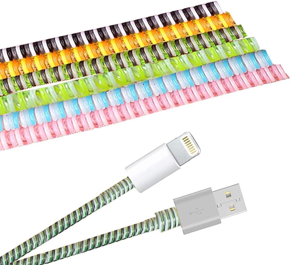 4.6FT Spiral Cable Protector/Pet Cord Protector/Wire Repair/Headphones Saver,6Pcs Cable Saver Wrap Tube Wire Charger Cord Sleeve Management for iPhone Mac Tablet iPod iPad Charging Cord,USB Date Cable