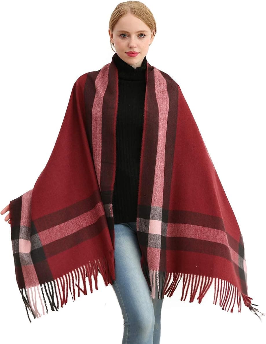 Longwu Women Soft Cashmere Wool Scarf Large Pashminas Shawl and Wrap Warm Stole Blanket