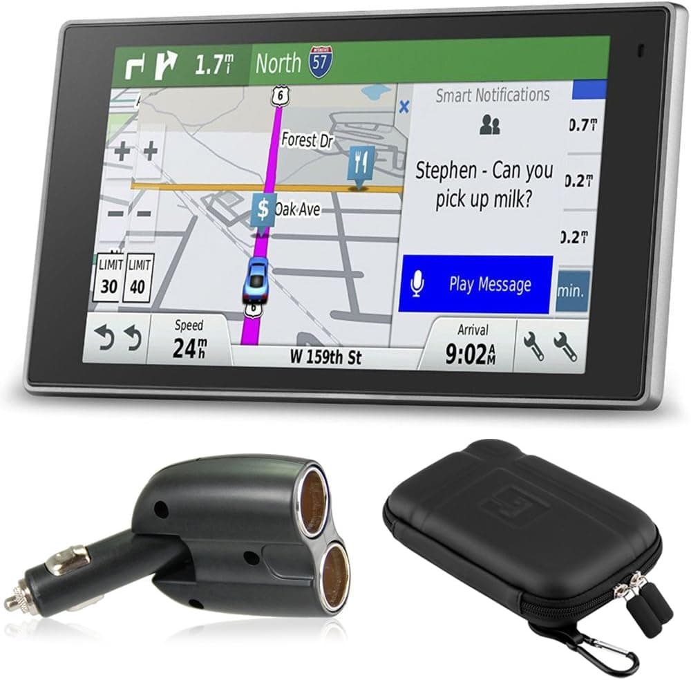 Garmin 010-01531-00 DriveLuxe 50LMTHD GPS Navigator Charger Bundle Includes Garmin DriveLuxe 50LMTHD, UGC-102-BL Dual 12V Car GPS Charger and 5 inch Protect, Stow and Carry Soft Case