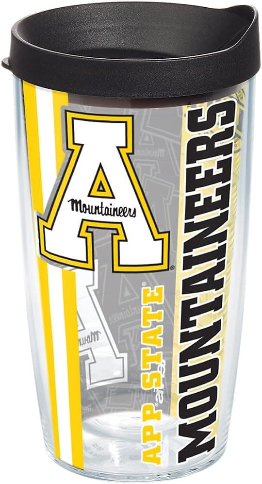 Tervis Appalachian State Mountaineers College Pride Tumbler with Wrap and Black Lid 16oz, Clear