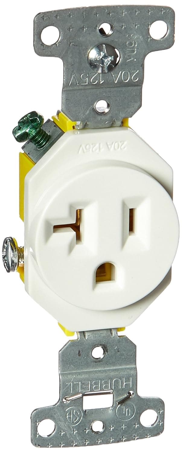 HUBBELL WIRING GIDDS-606189 RR201W Electrical Receptacle, Outlet, White