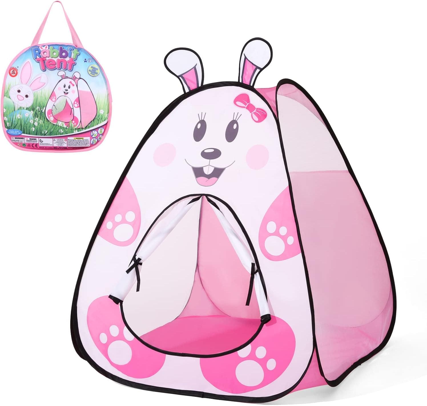 Ball Pit Pop Up Play Tent Playhouse for Girls Children Toddler Indoor and Outdoor Games, Foldable Kids Tent, Gifts Birthday (Balls not Included), Rabbit Pattern