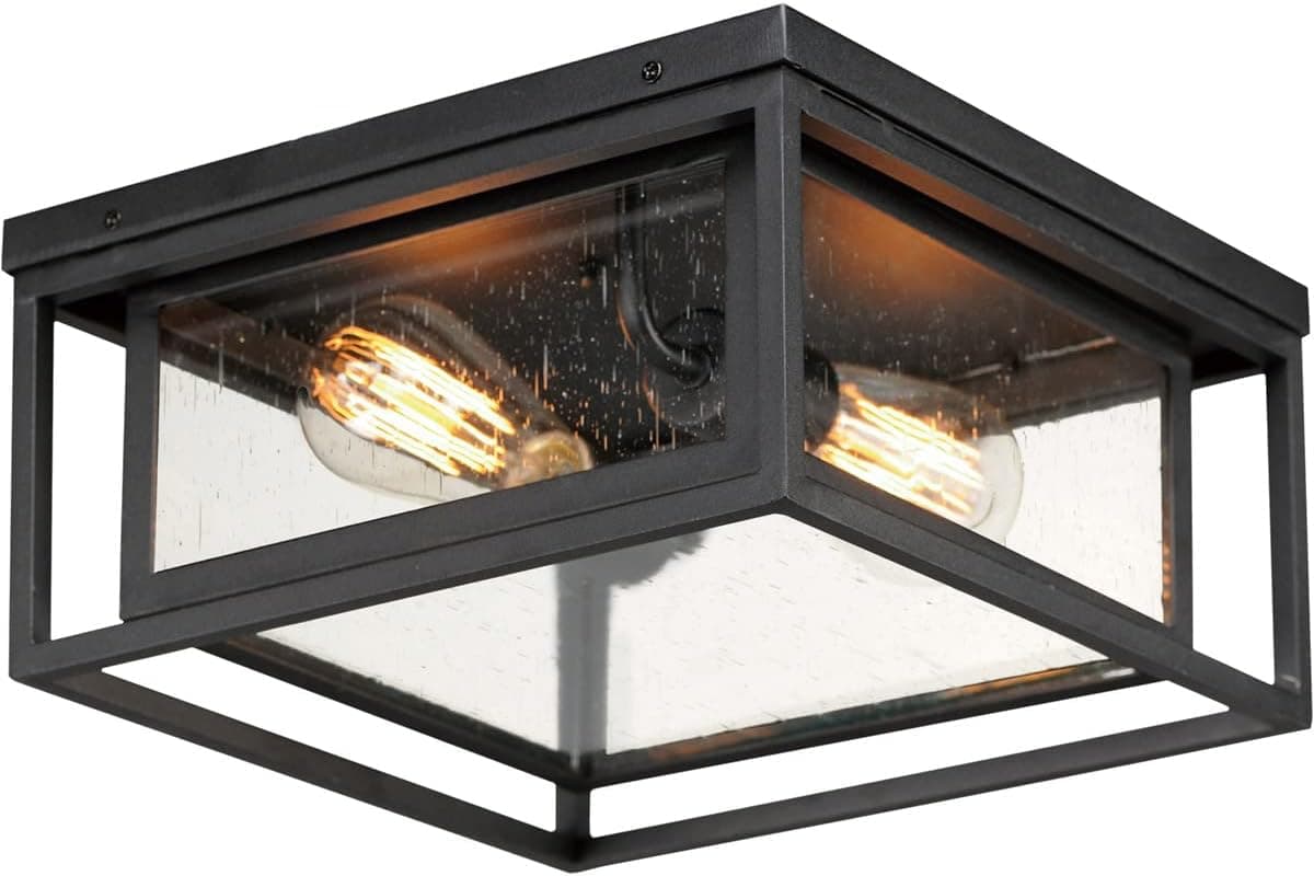 Maxim 3031CDBK Cabana Outdoor Flush Mount, 2-Light 120 Total Watts, Black