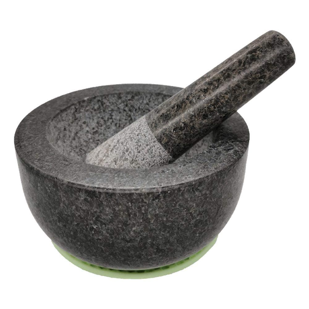Mortar and Pestle Set - Unpolished Heavy Granite for Enhanced Performance and Organic Appearance - INCLUDED: Anti-Scratch Protector