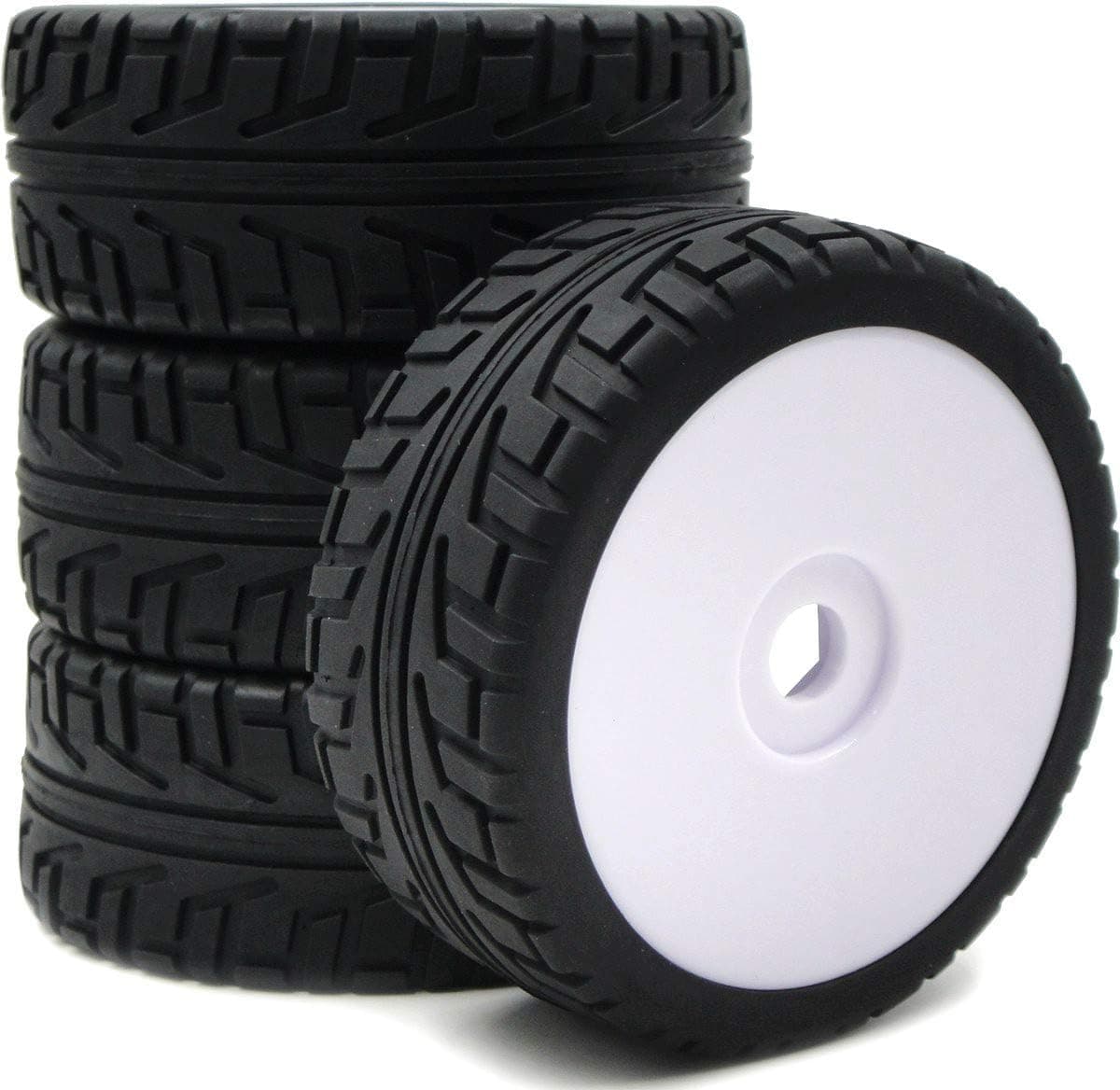 4pcs 1/8 RC On Road Tires Tyres & Hex 17mm Wheels Rims for 1:8 RC On-Road Buggy Car