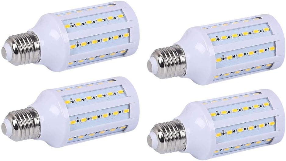 15W E27 LED Corn Light Bulbs- 60 LEDs 5730 SMD 1800lm Daylight White 6000K LED Corn COB Lamp 75W Equivalent 360 Degree Beam Angle for Kitchen livingroom Garage Factory Warehouse Barn Backyard 4 Pack