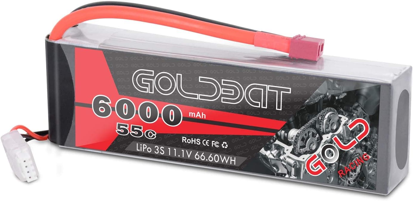 GOLDBAT 11.1V 6000mAh 3S 55C Softcase Lipo Rechargeable Battery Pack with Deans T Plug for RC Traxxas RC Car Truck Buggy RC Boat Airplane Helicopter and Drone (1 Pack)