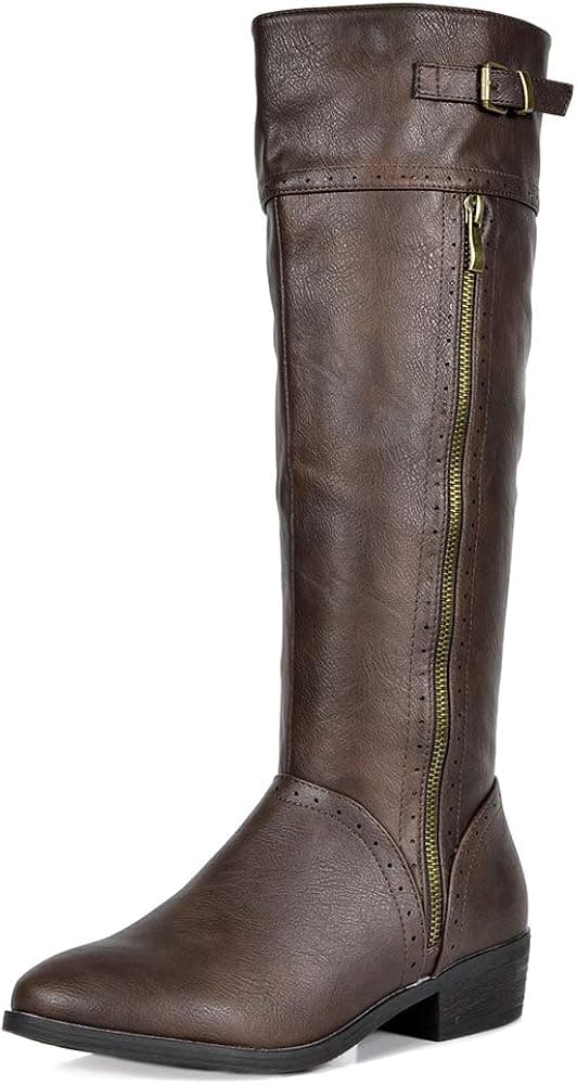 DREAM PAIRS Women's Koson Brown Knee High Winter Riding Boots Size 5.5 M US