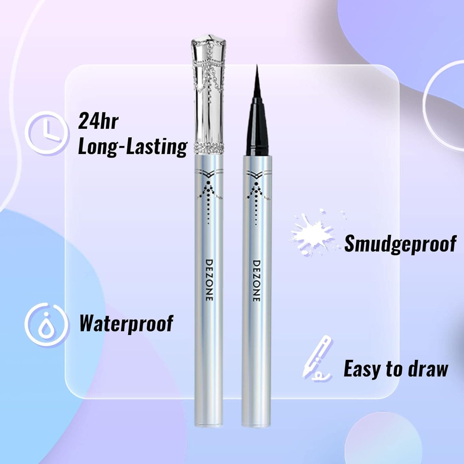 DEZONE Wonderland Long-Lasting Waterproof Liquid Eyeliner, Smudge Resistant, Felt Tip 0.1mm Tip, 0.017 Fluid Ounce(Wine Red)