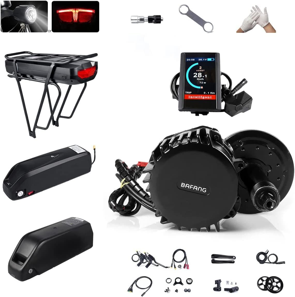 BAFANG BBSHD 1000W Mid Drive Kit with Large Capacity Battery Ebike Conversion Kit Electric Bike DIY Motor Kit BBS03 48V 52V 1000W Motor for Road Bike