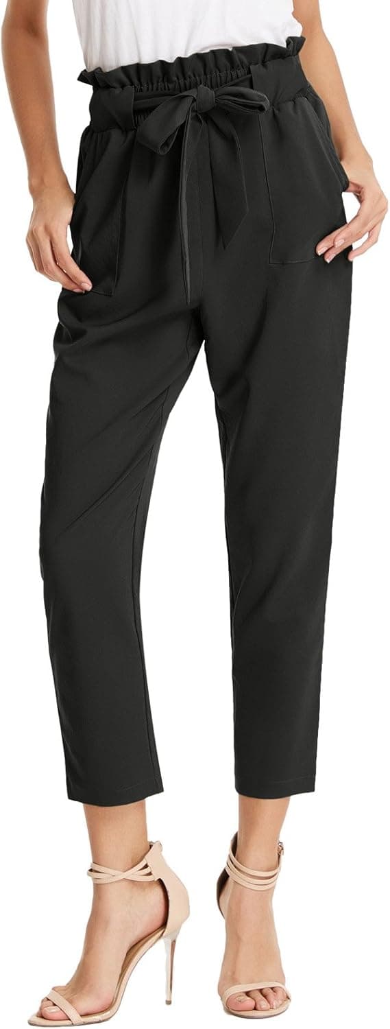 GRACE KARIN Women's Paper Bag Waist Pants Slim Fit Casual Office Pencil Pants