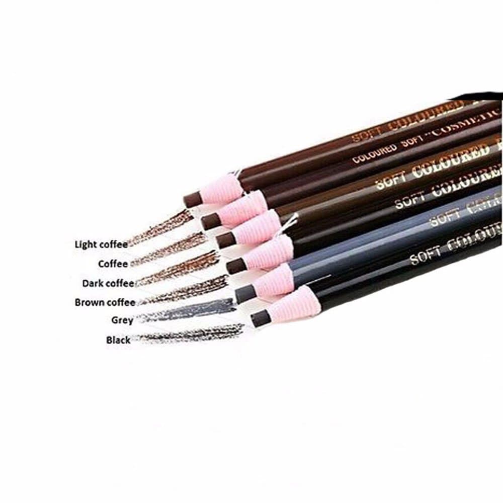Microblading Eyebrow Peel-Off Pencil 6 Colors Waterproof Soft Coloured Pencil Permanent Makeup Maker Liner 12 Pcs - QMYBrow
