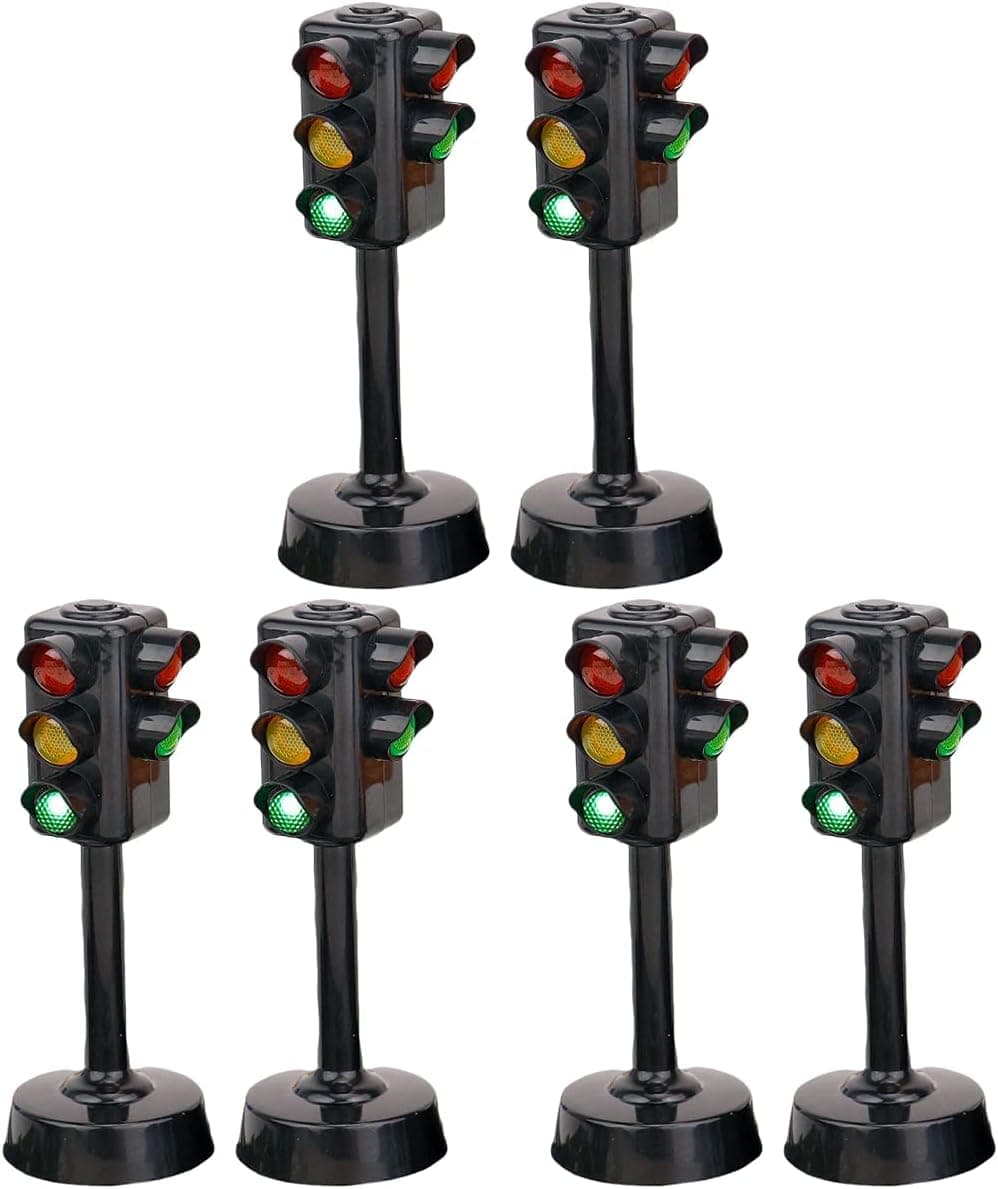 NUOBESTY Traffic Light Toy, Traffic Light Models Lamp Traffic Sign Model Toy Traffic Stop Light Early Education Playset for Kids Children, Pack of 6