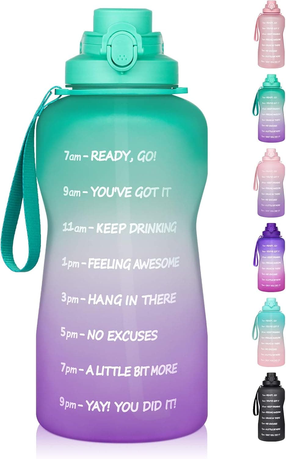 1 Gallon Water Bottle with Time Marker & Straw - 128 oz BPA Free Large Motivational Sports Water Bottle Leakproof Frosted Tritan Big Plastic Office Water Jug to Keep Women Men Drink Enough Water Daily