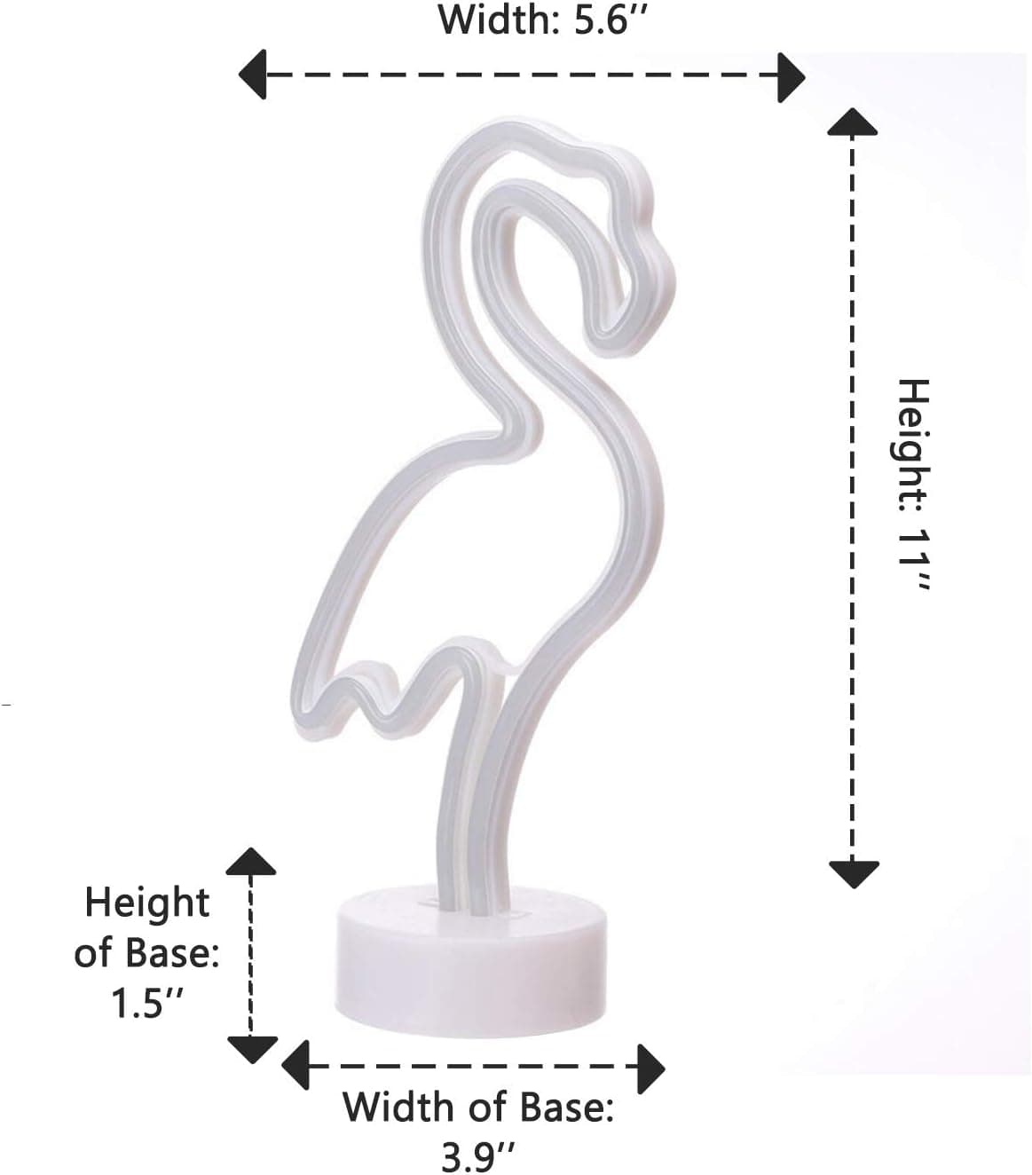 Battife Neon Signs LED Light with Holder Base USB or Battery Operated Table Night Lamps for Bedroom, Home Accessories Decorations Gifts (Flamingo)