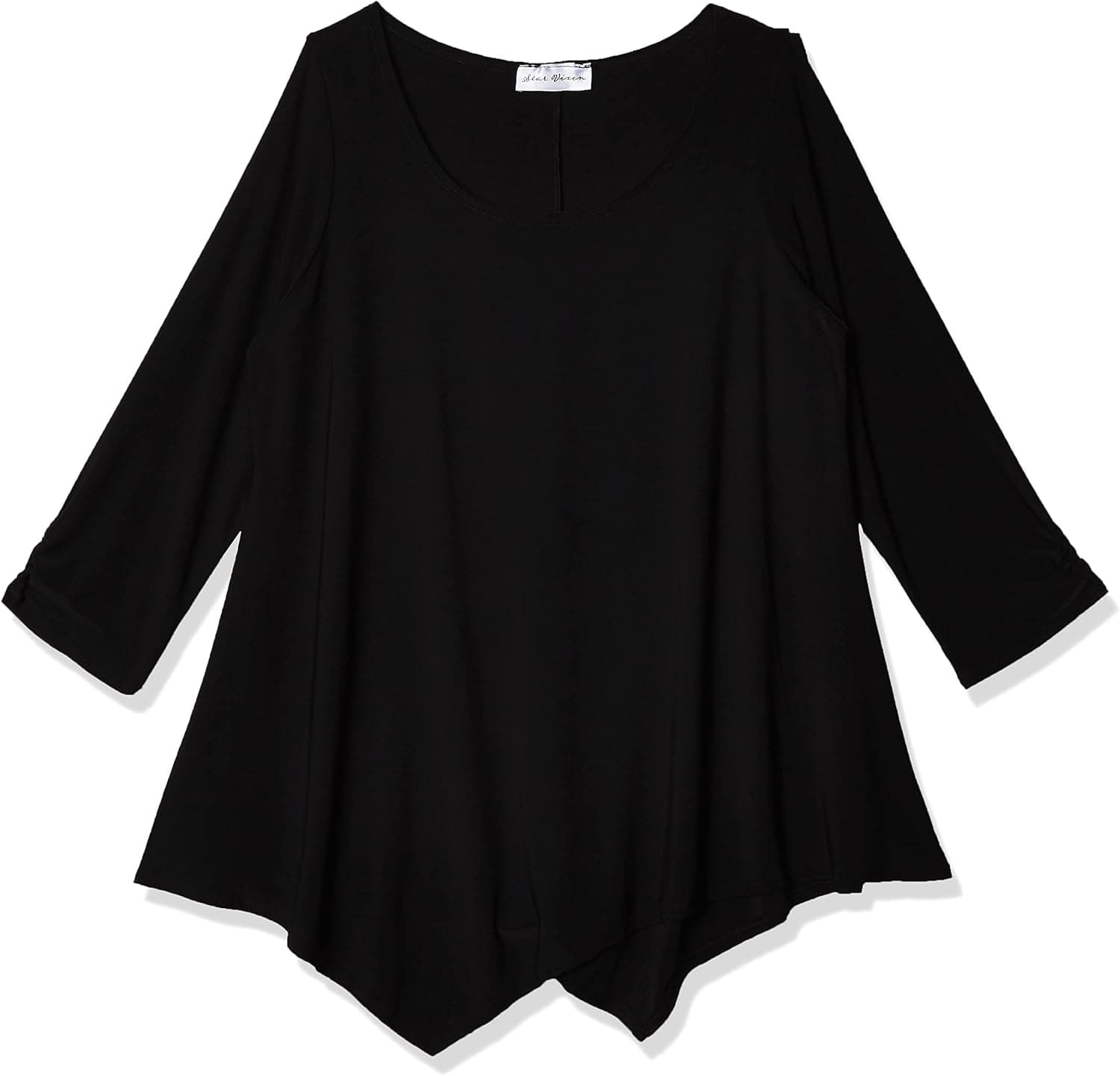 Star Vixen Women's Petite Elbow-Cinch Sleeve Hanky Hem Top