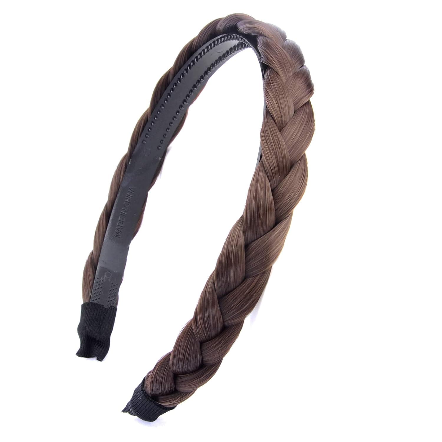 Gledola Braided Headband With Teeth Braids Hairband With Tooth Synthetic Hair Band Plaited Hairband For Women (Chestnut)
