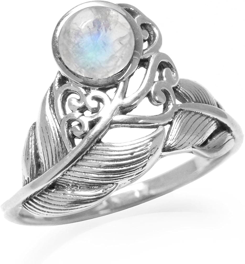 Silvershake 925 Sterling Silver Victorian Style Feather Ring Jewelry for Women