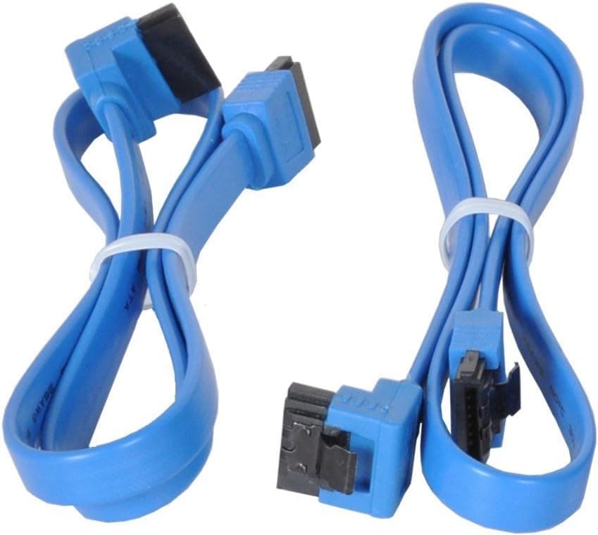 2 Pack 18-Inch SATA III 6.0 Gbps Cable with Locking Connectors and 1x 90 Degree Right Angle Connector