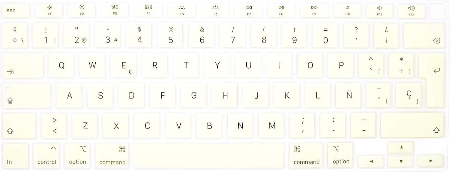 HRH Spanish Language ESP Skin Silicone Keyboard Cover for MacBook Air 13 Inch 2020 with Touch ID (MODLE A2179 and A2337 M1 Chip,US Layout) Keyboard Accessories Protector-Cream White