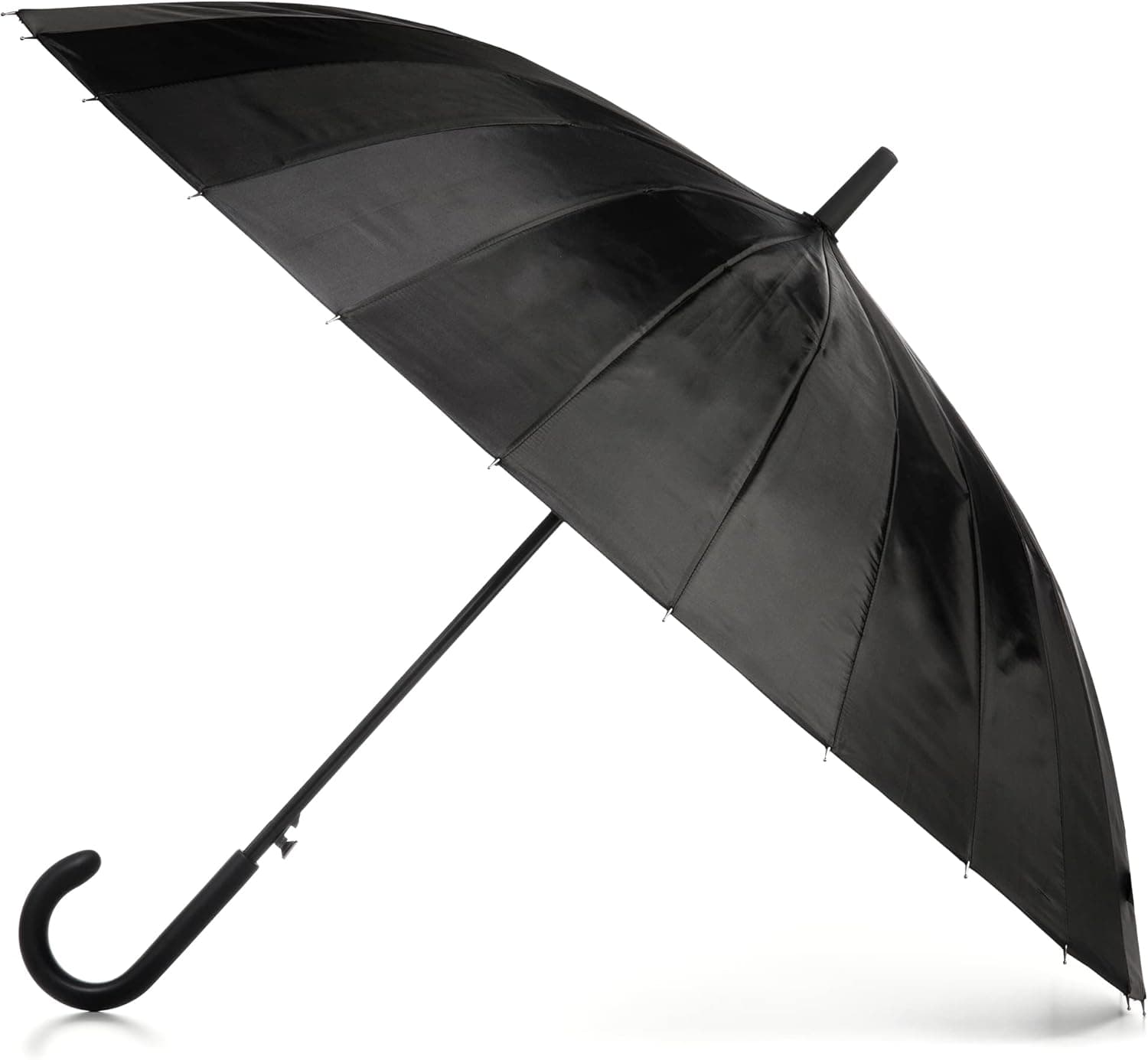 totes Large Eco Auto-Open 24 Rib Stick Umbrella with a Classic J Hook Curved Handle and water repellant