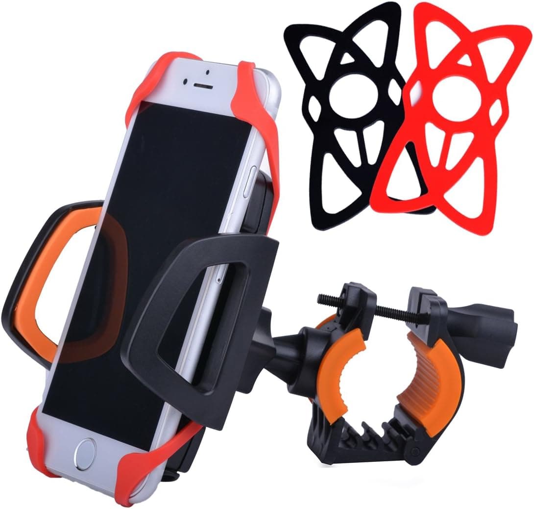 Leeioo Bike Mount Phone Holder,Motorcycle Mount With Rubber Band Adjustable 360 Degree Rotation For Iphone 6/6s/6s plus/5/5s/Samsung Galaxy S7 Edge/S6/S6 Galaxy Note 5/Nokia/HTC (Motorcycle mount)
