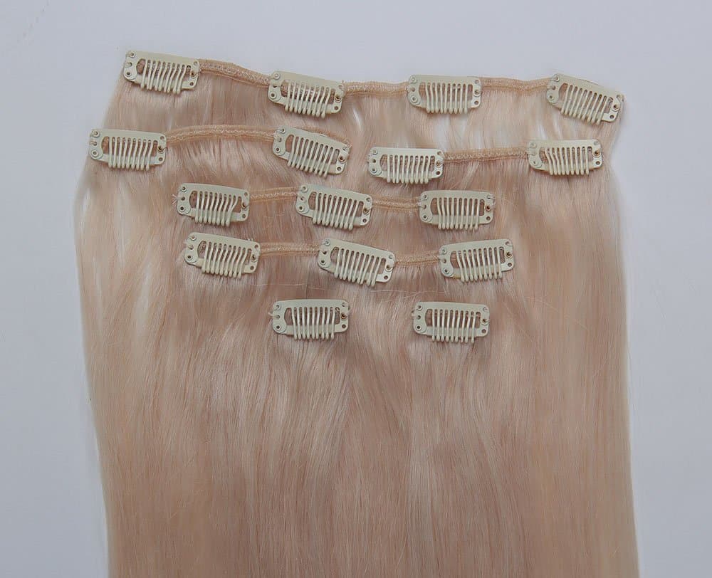 Fabwigs Clip In Human Hair Extensions - 15 18 20 22 Inch 7pcs 70g Set - Silky Straight Human Remy Hair (18 Inch #27 Honey Blonde)