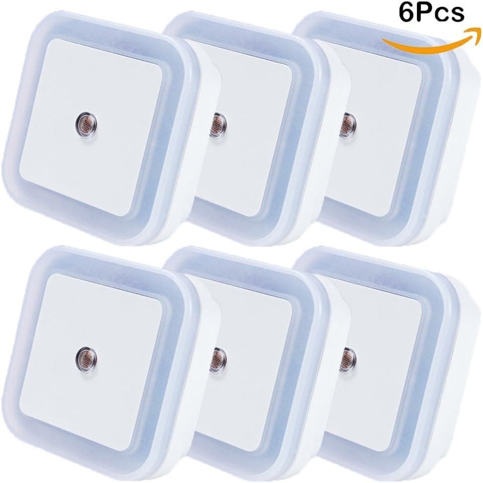 YOOKOON Plug-in LED Night Light Lamp with Smart Sensor Dusk to Dawn Sensor Warm White 6 Pack