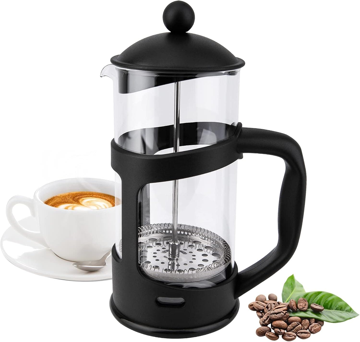 RAINBEAN French Press Coffee Maker 8 Cups, 34oz Coffee Press, Perfect for Coffee Lover Gifts Morning Coffee, Maximum Flavor Coffee Brewer with Stainless Steel Filter, 1000ml - Black