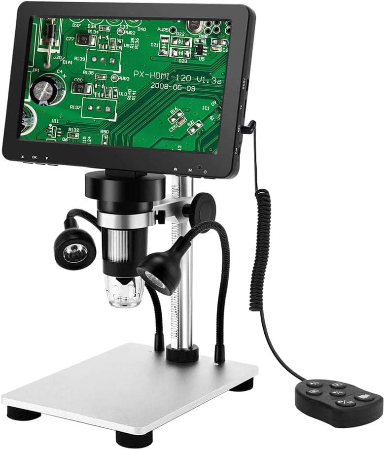 LCD Digital Microscope 7 inch 50X-1000X Magnification Zoom HD 720X1080P 2 Megapixels Compound USB Microscope 8 Adjustable LED Light Video Camera Microscope with 32G TF Card