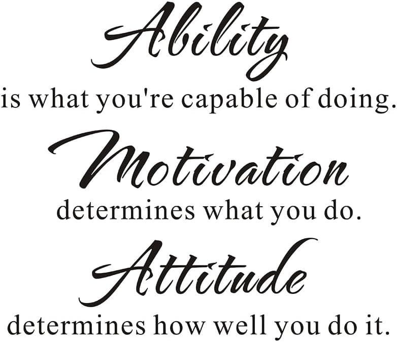 Ability is What You're Capable of Doing. Motivation Determines What You do Inspirational Home Bedroom Quote Wall Sticker Decals Transfer Removable Words Lettering (Size1: 11.4" x 9.8")