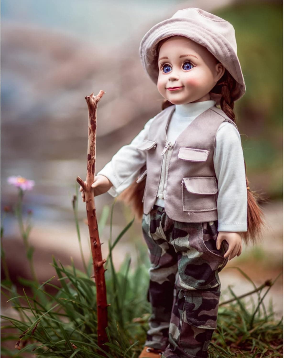 THE QUEEN'S TREASURES 18 Inch Doll Clothes & Accessories, 4 Pc Fishing Outfit with Pants, Hat, Vest & Shirt, Compatible for Use with American Girl Dolls, Doll NOT Included