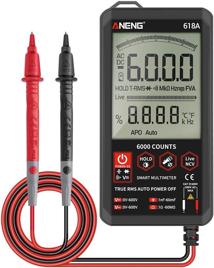 Digital Multimeter, AC DC Voltage Multimeter, Resistance Capacitance Touch Screen Mini Handheld Multimeter