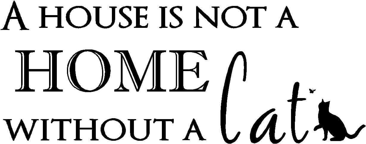 A House is not a Home Without a cat Cute Funny Dog pet Vinyl Wall Quotes Decals Sayings Art Lettering
