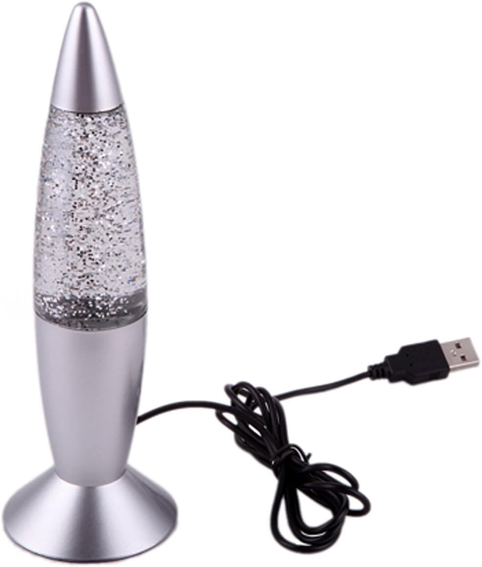 HDE Color Changing Novelty LED Lava Lamp Reflecting Glitter Rocket Astro Light- USB Powered