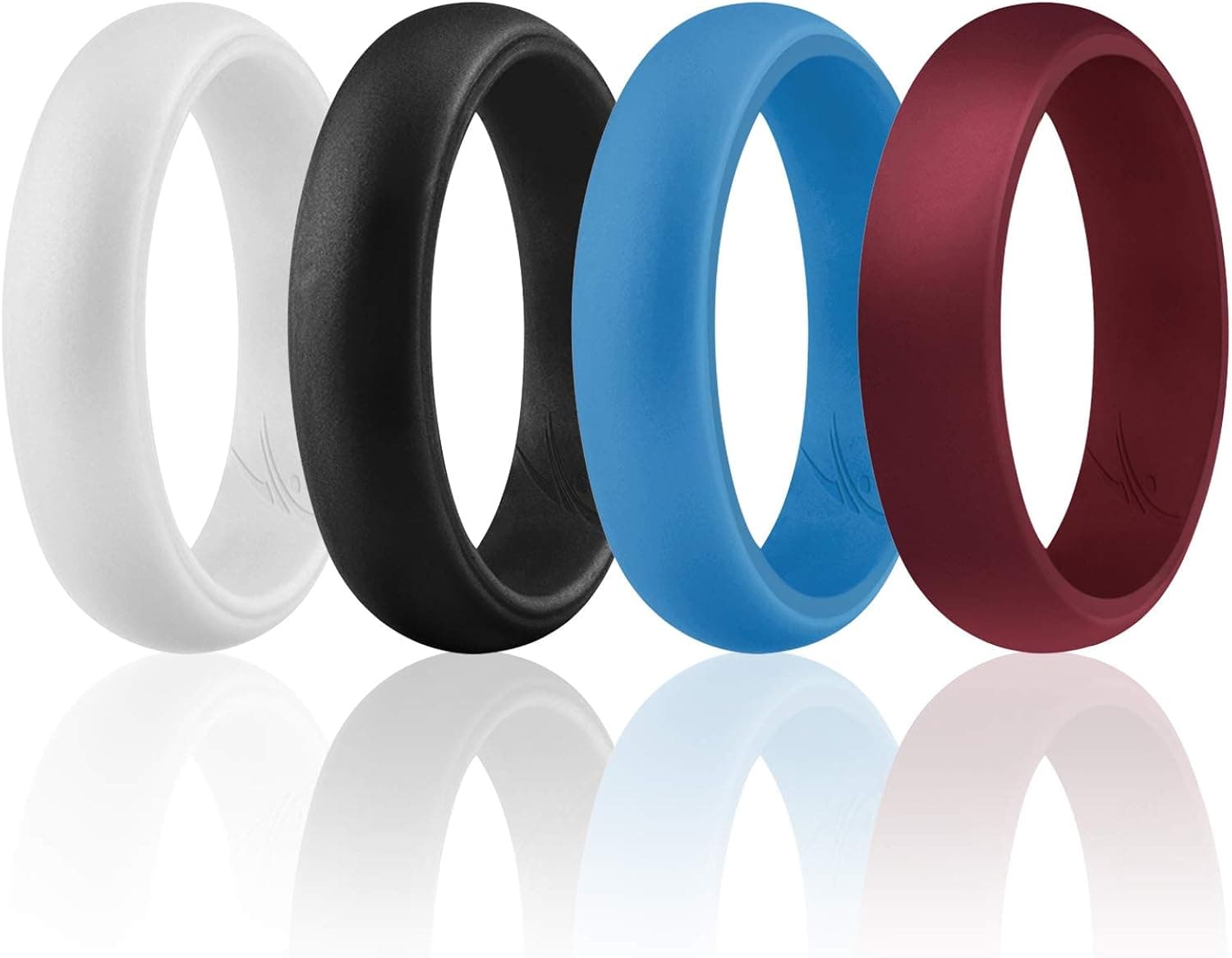 ROQ Silicone Rubber Wedding Ring for Women, Dome Solid Glitter & Metallic, Breathable Silicone Wedding Band, Anniversary Rings, Promise Ring, Multi Packs, Multi Colors