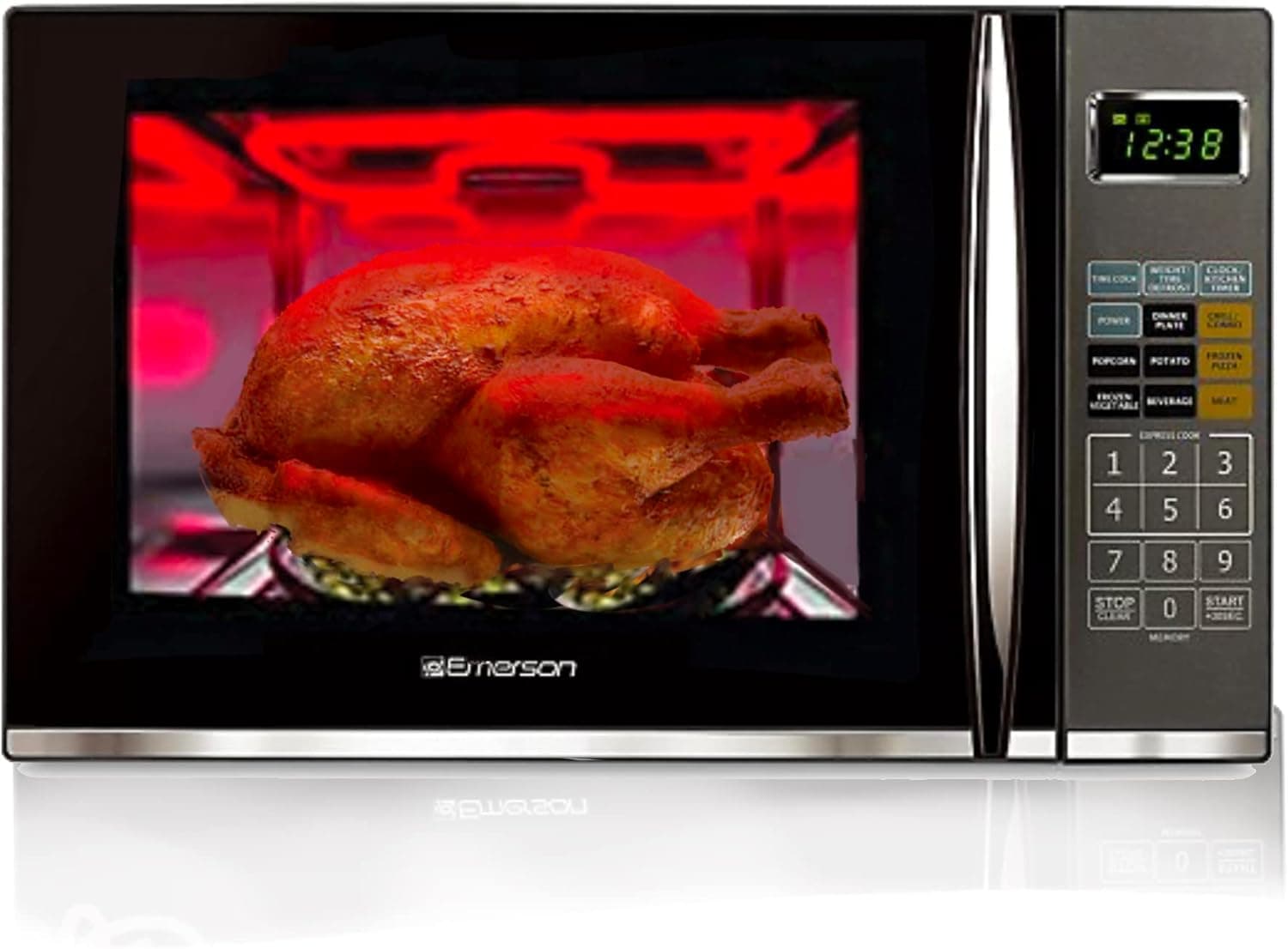 Emerson 1.2 CU. FT. 1100W Griller Microwave Oven with Touch Control, Stainless Steel, MWG9115SB