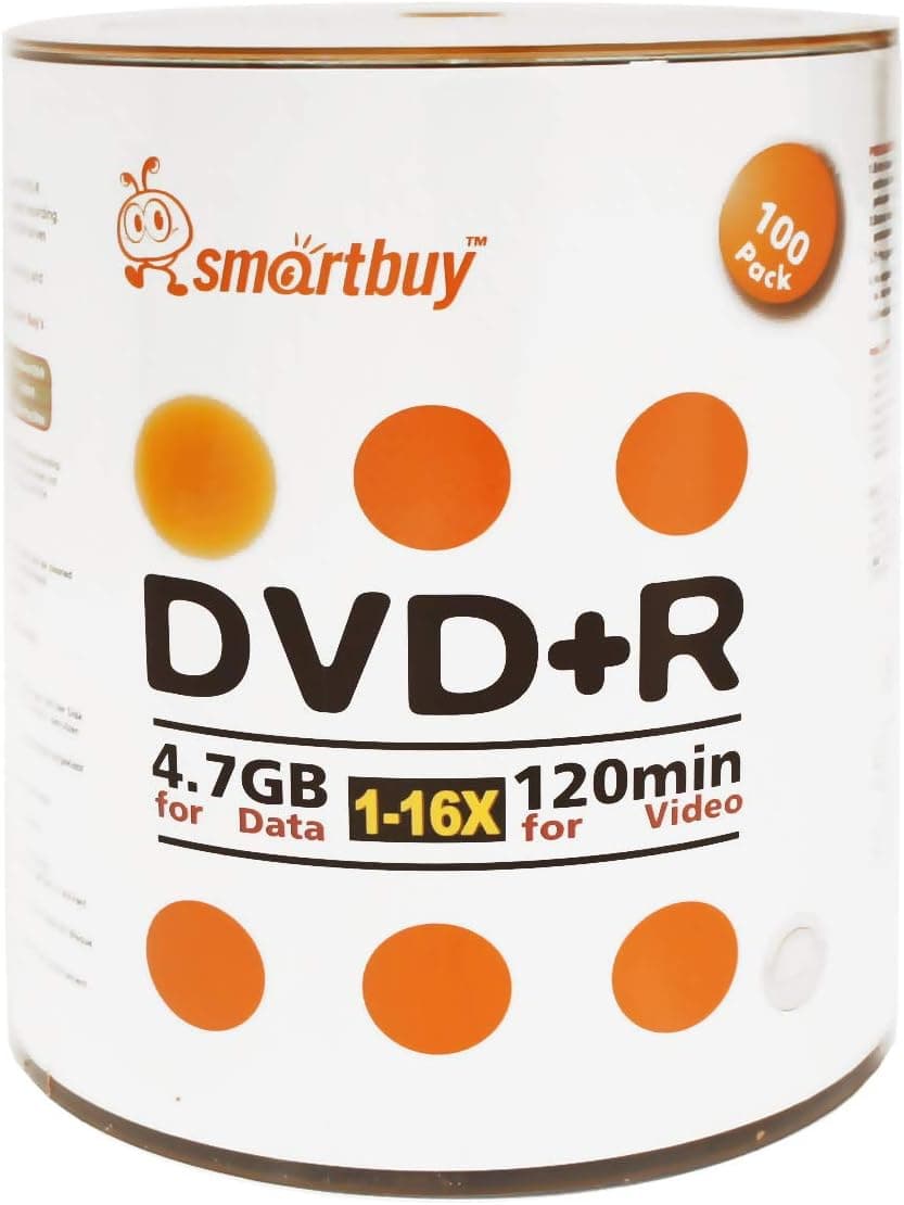 Smartbuy 4.7gb/120min 16x DVD+R Logo Top Blank Data Video Recordable Media Disc (100-Disc)